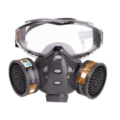 masque à gaz double filtre vue de trois quarts