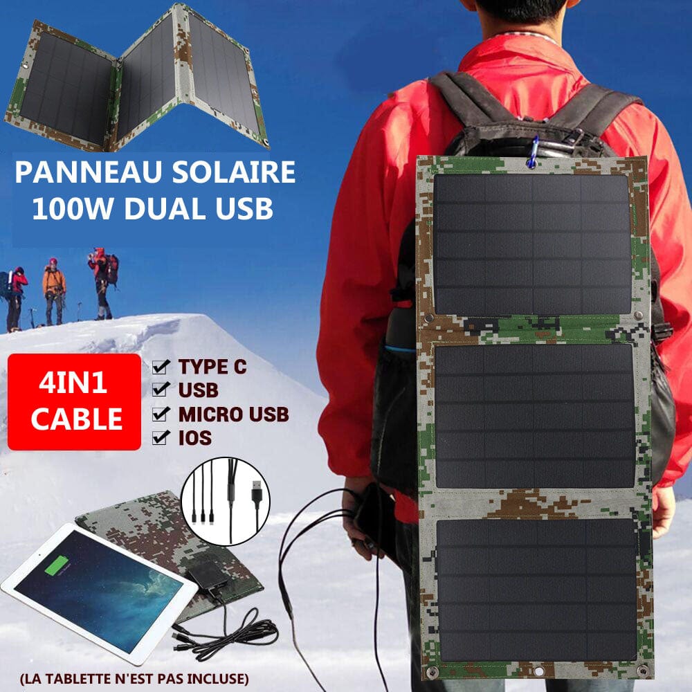 Panneau solaire de randonnée plié compact