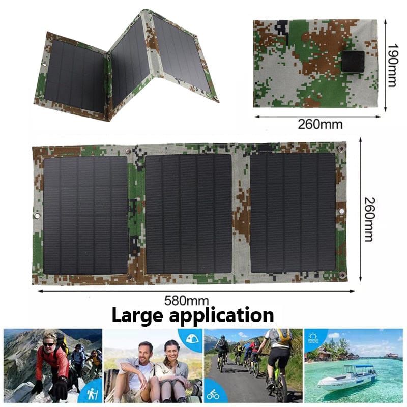 Panneau solaire de randonnée accroché au sac