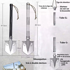 pelle de défense de survie manche détaillé