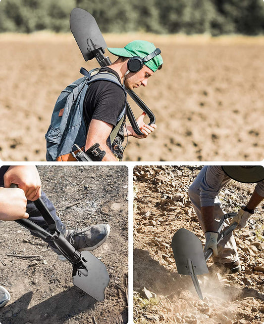 pelle de survie pliable dépliée