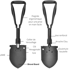 pelle de survie pliable en utilisation