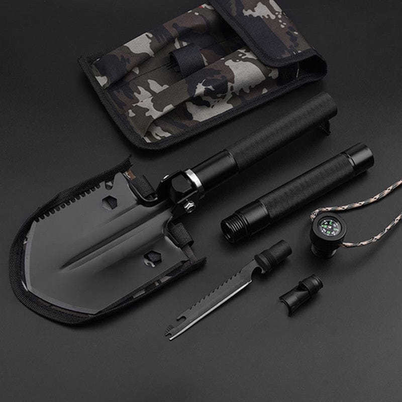 pelle tactique de survie noire avec étui