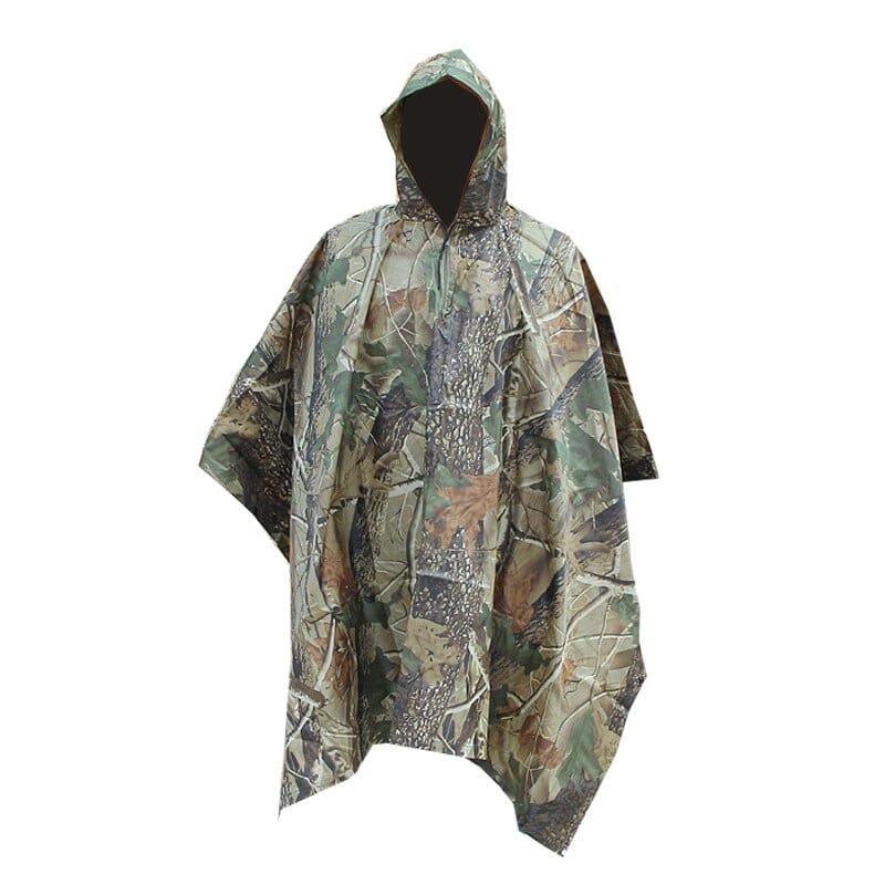 poncho imperméable camouflage de survie coloris feuillage