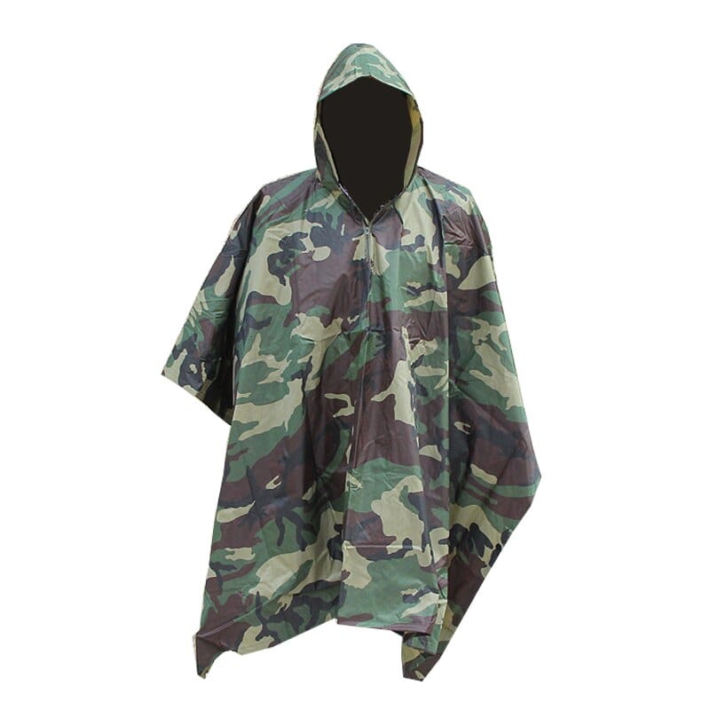 poncho imperméable camouflage de survie coloris forêt